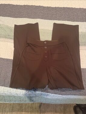HALARA Dark Green Button-Front Wide Leg Pants